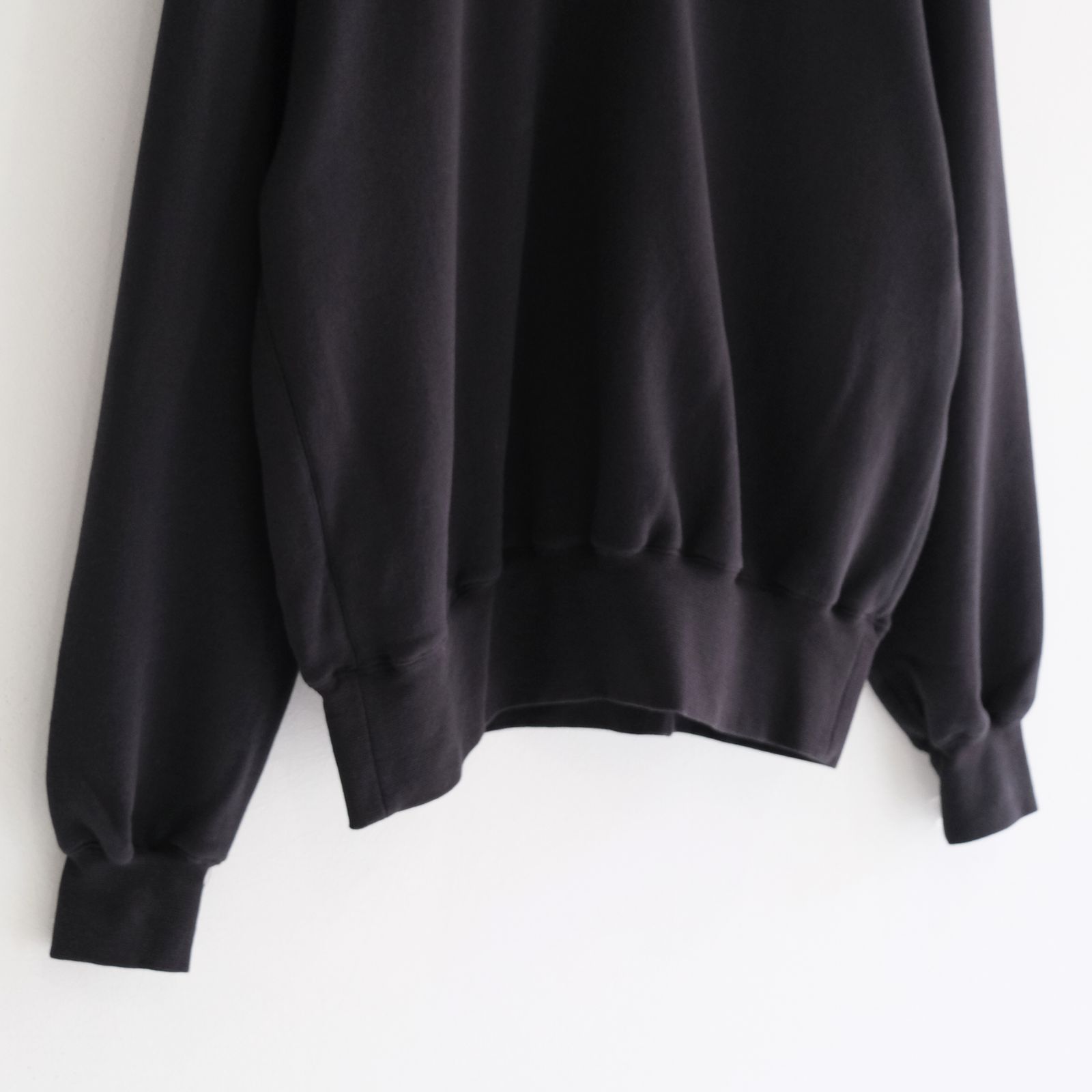 "BROTHERS" Leather × Original Supima Aging Cotton Sweat / ハーフジップ / スウェット / レザー / BLACK