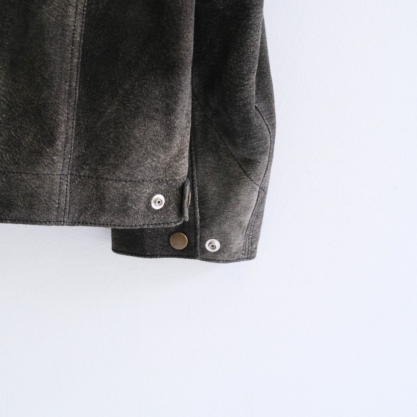 LEATHER DETROITJACKET ‐Goat suede Antique finish‐ / レザージャケット / ゴートレザー / アンティーク加工 / Black