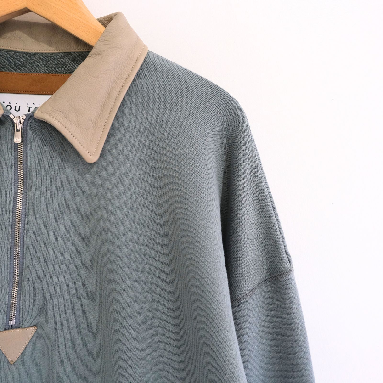"BROTHERS" Leather x Original Supima Aging Cotton Sweat（DUSTY GREEN）