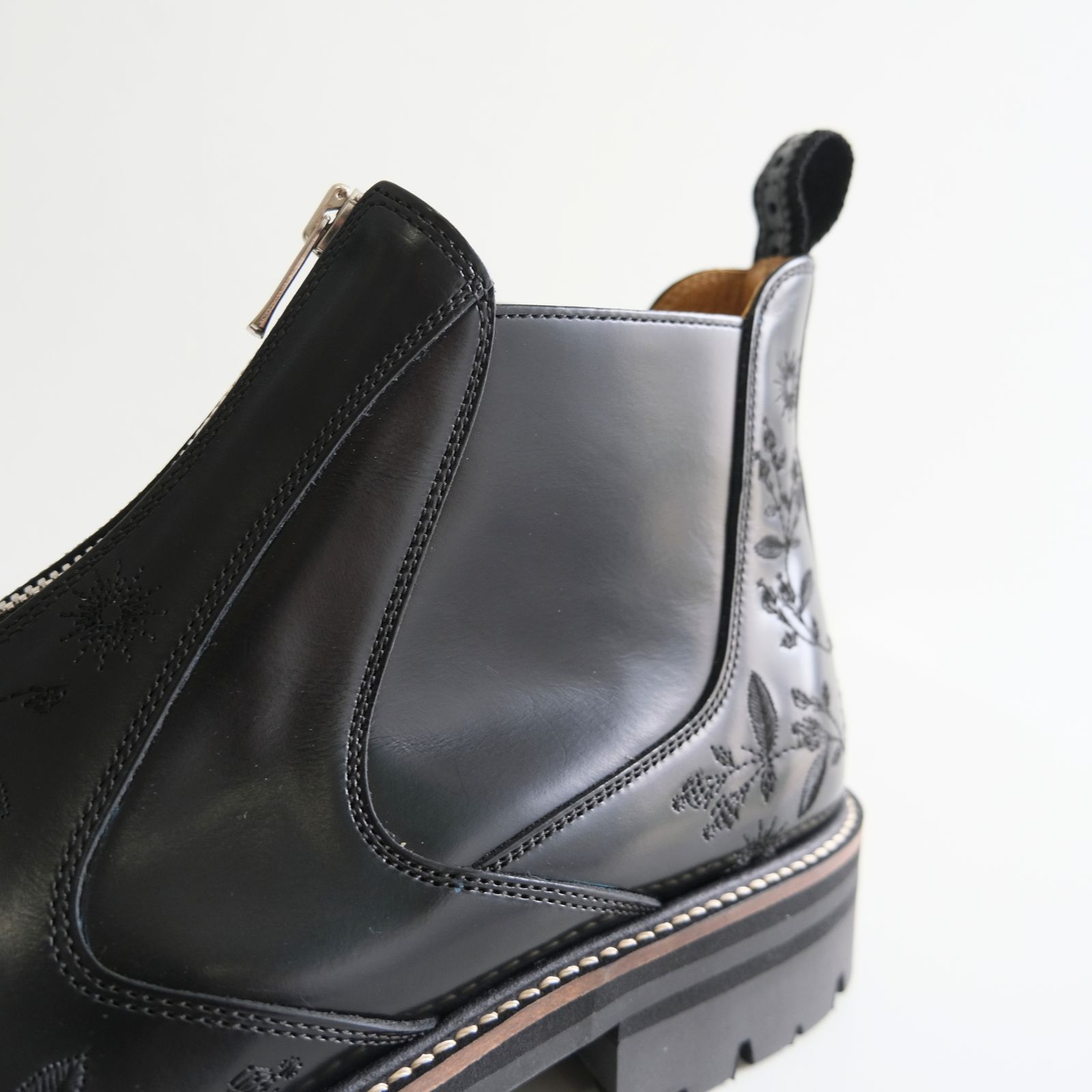 "HUNTER" Embroidered Front-zip Hunting Boots by HARUTA（BLACK）