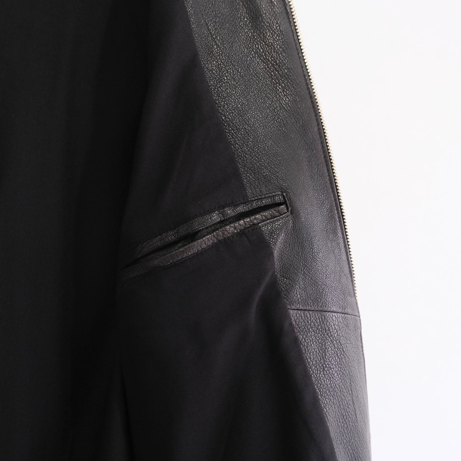 LEATHER ZIP UP BLOUSON ‐Sheep Shrink leathe‐ / ジャケット / レザージャケット / Sheep leather / 羊革 / Black