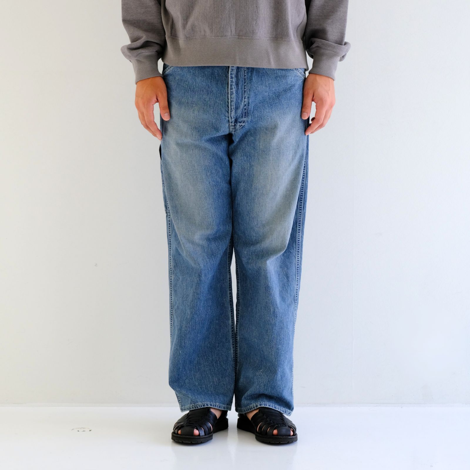 VINTAGE FADED LIGHT DENIM PAINTER PANTS / デニム / ペインターパンツ /  FADED BLUE