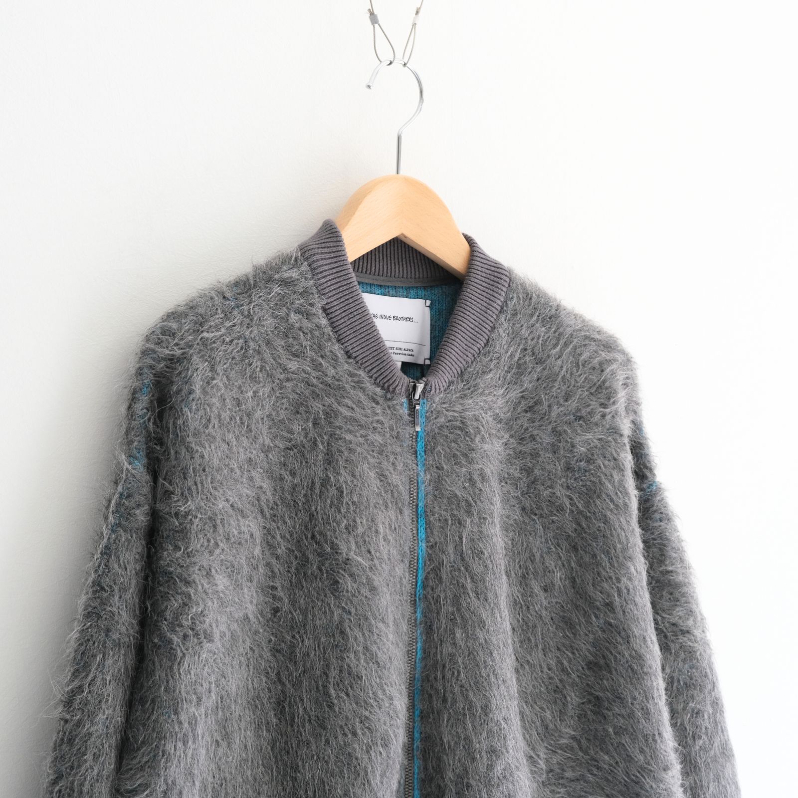 Suri Alpaca Bomber Jacket / ジャケット / ボンバージャケット / アルパカ / スリアルパカ / Grey / Turquoise