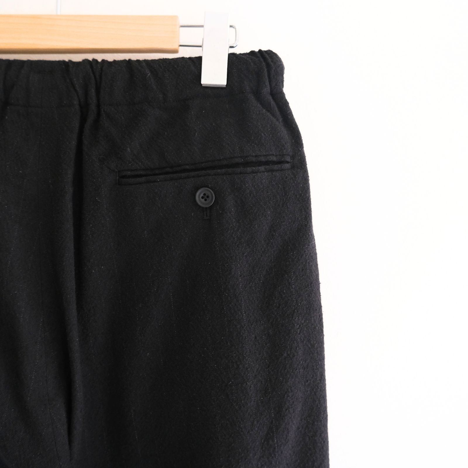 【残り1点】WASHED W/S STRIPE DRAWSTRING WIDE PANTS（BLACK）