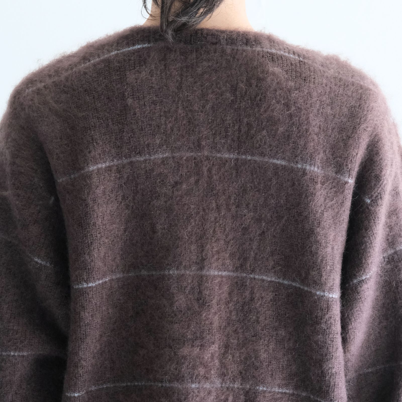 【残り1点】MOHAIR BOARDER CARDIGAN（BROWN）