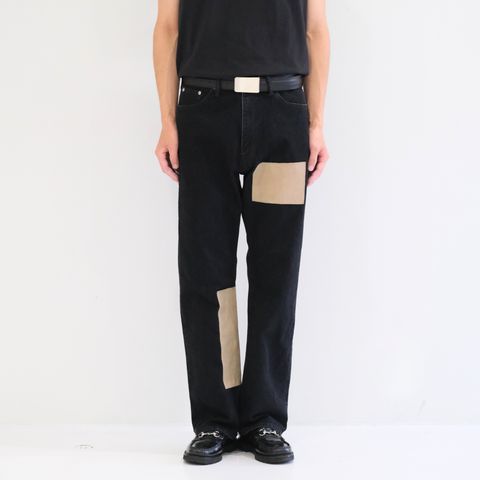 【残り1点】"JUDE II" LEATHER New Standard Straight by 12oz Denim（BLACK）