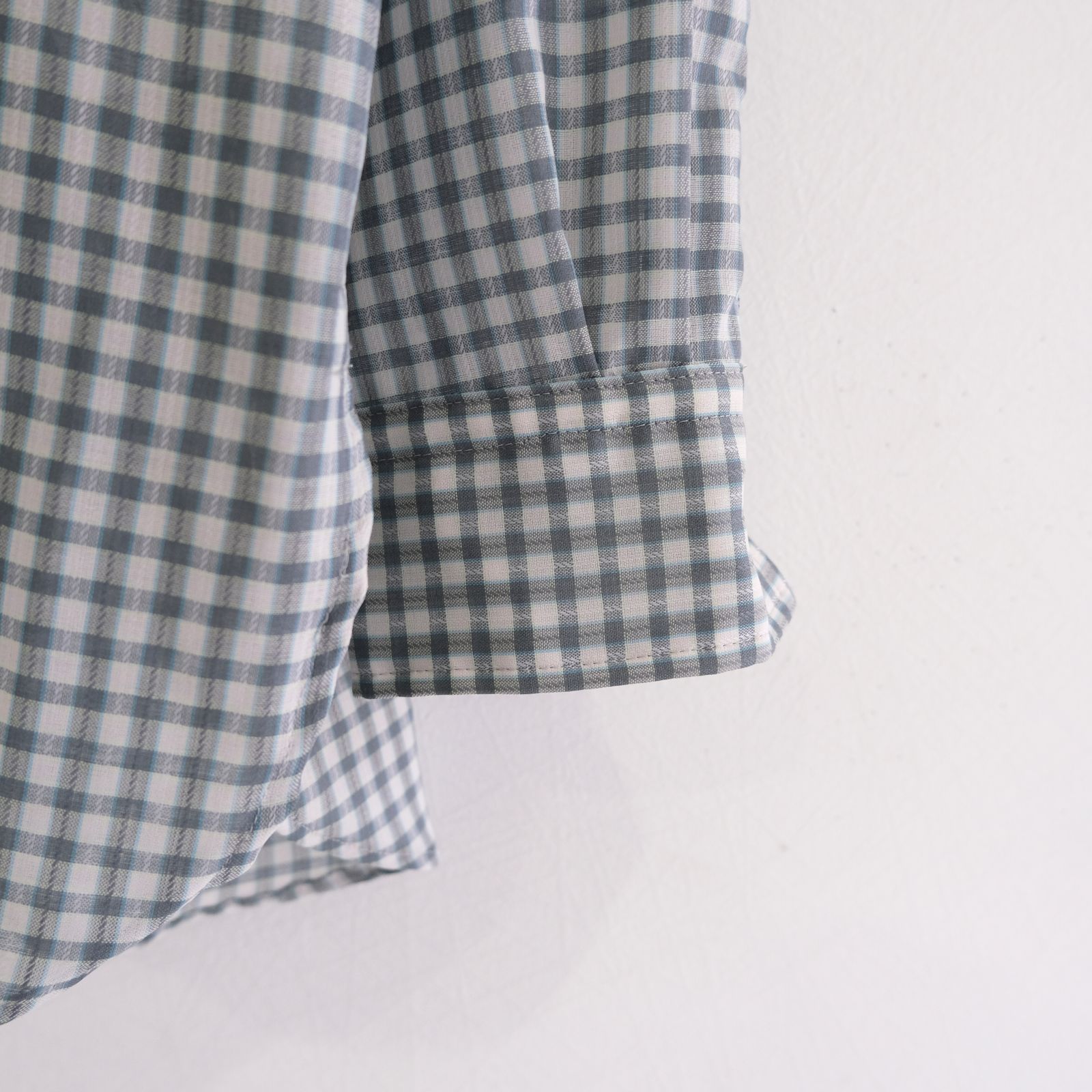 SUPER LIGHT WOOL CHECK SKIPPER SHIRT / スーパー ライト ウール チェック スキッパー シャツ（GREEN GREY）
