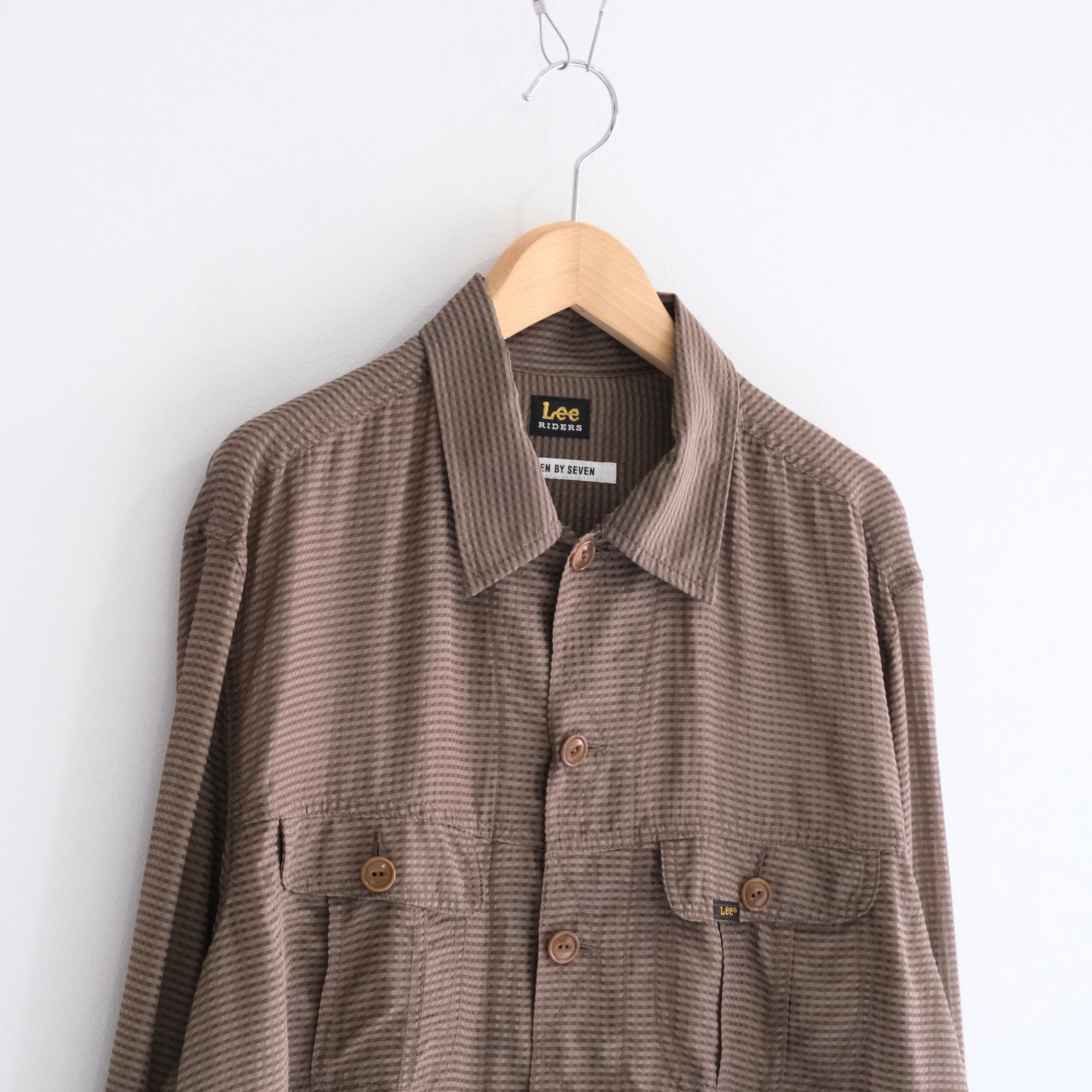 Lee / SEVEN BY SEVEN / SHEER COWBOY JACKET ‐Gingham Check Indian fabric‐ （Greige）