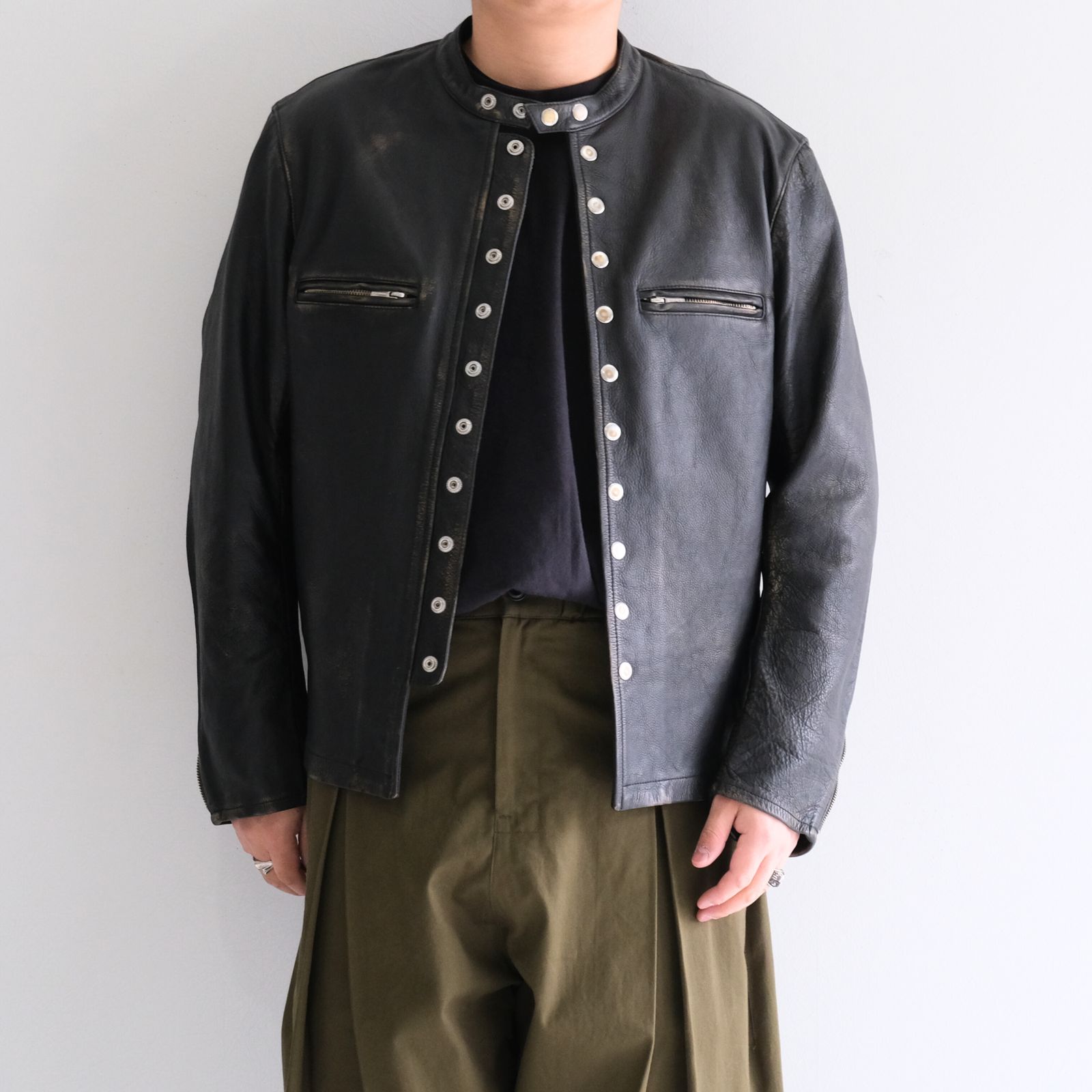 LEATHER RIDERS JACKET ‐Cow Heavy Vintage finish‐ / ジャケット / レザージャケット /  ライダースジャケット / Cow leather / 牛革 / Black