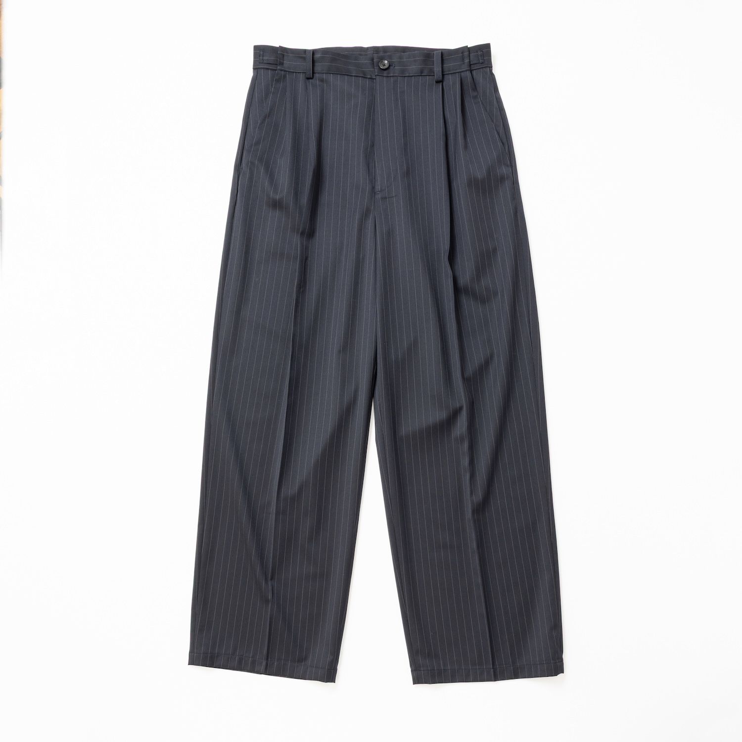 【入荷時期：2026年7月頃】Merino Wool High-waist Slacks / メリノウール ハイウエスト スラックス（NAVY STRIPE）
