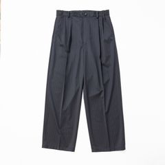【入荷時期：2026年7月頃】Merino Wool High-waist Slacks / メリノウール ハイウエスト スラックス（NAVY STRIPE）