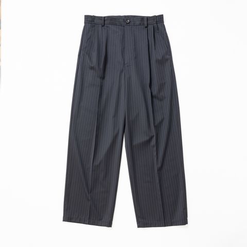 【入荷時期：2026年7月頃】Merino Wool High-waist Slacks / メリノウール ハイウエスト スラックス（NAVY STRIPE）