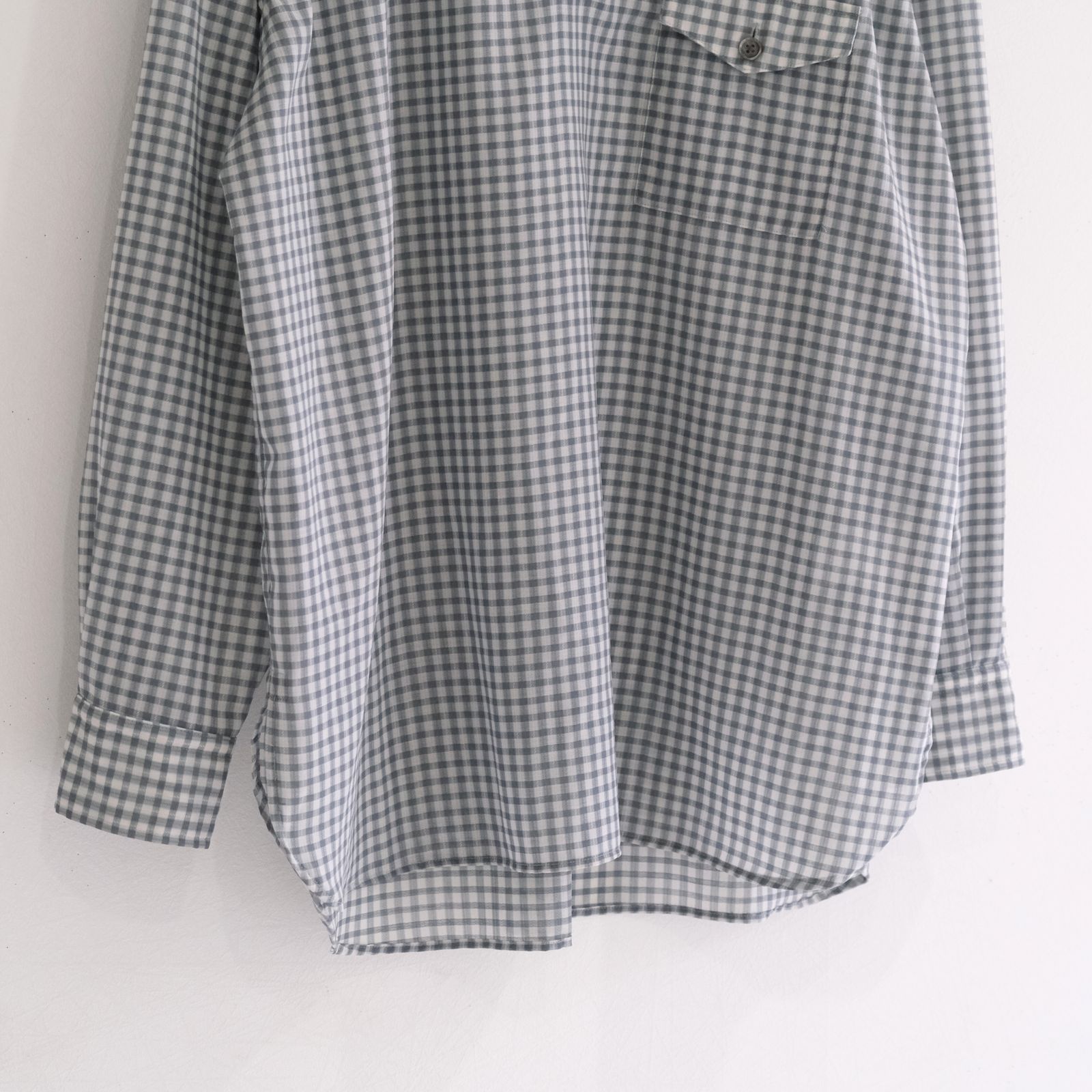 SUPER LIGHT WOOL CHECK SKIPPER SHIRT / スーパー ライト ウール チェック スキッパー シャツ（GREEN GREY）