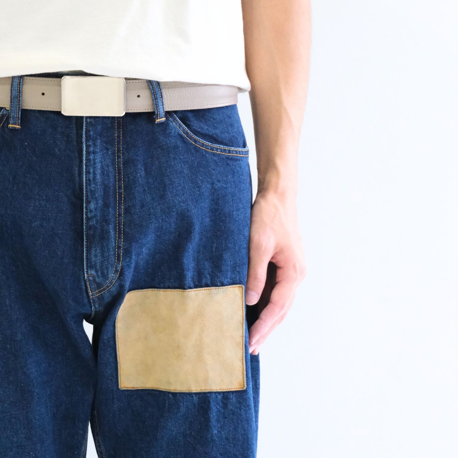 【残り1点】"JUDE II" LEATHER New Standard Straight by 12oz Denim（BLUE）
