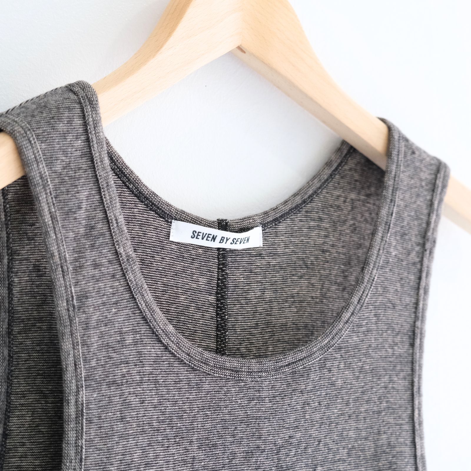 RIB TANK TOP - Mixed “UNSTAINED” yarn - / タンクトップ / BLACK