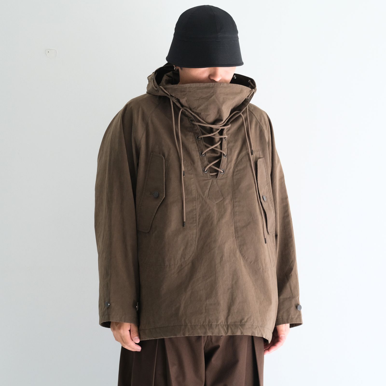 WAXED WEATHER PARKA / プルオーバー / パーカー / ワックス加工 / OLIVE BROWN