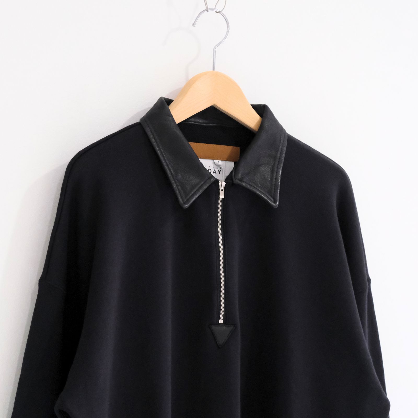 【残り1点】"BROTHERS" Leather x Original Supima Aging Cotton Sweat（BLACK）