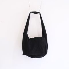 LEATHER SHOULDER BAG  - Cow split leather -（Black）