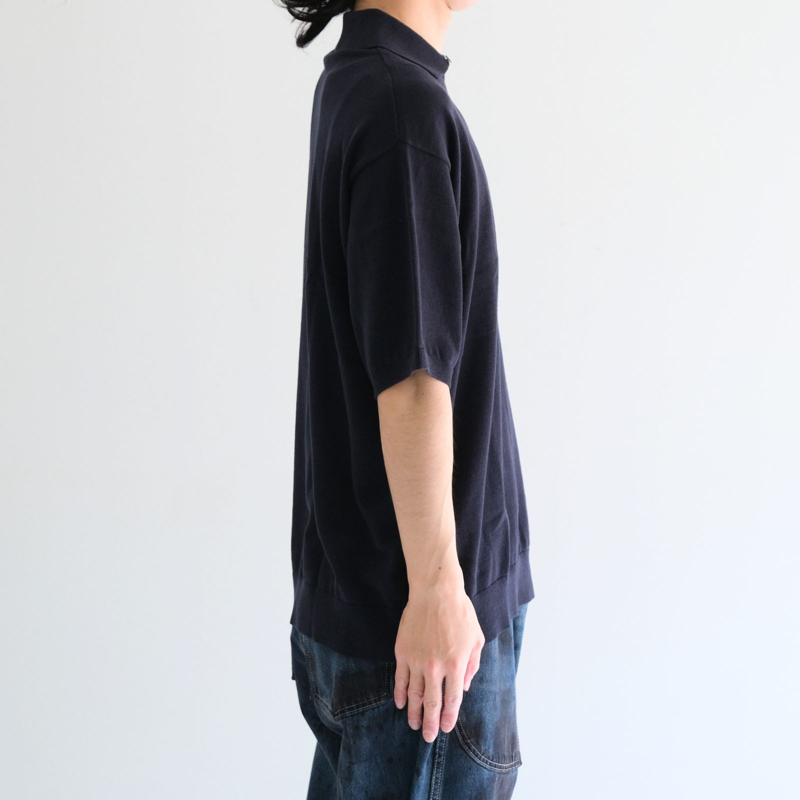 Knitted Polo Shirt /  ニット ポロ シャツ（NAVY）