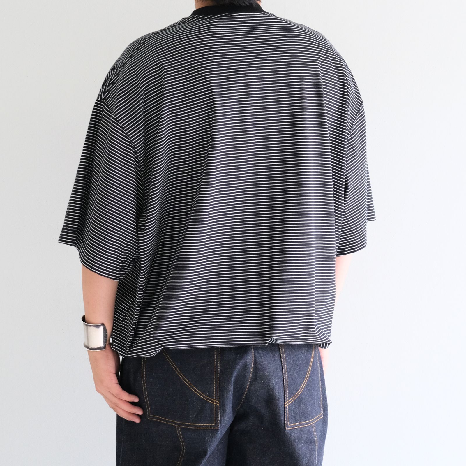 BALLOON BORDER SHORT SLEEVE T-SHIRT / Tシャツ / バルーン / ボーダー / BLACK × WHITE