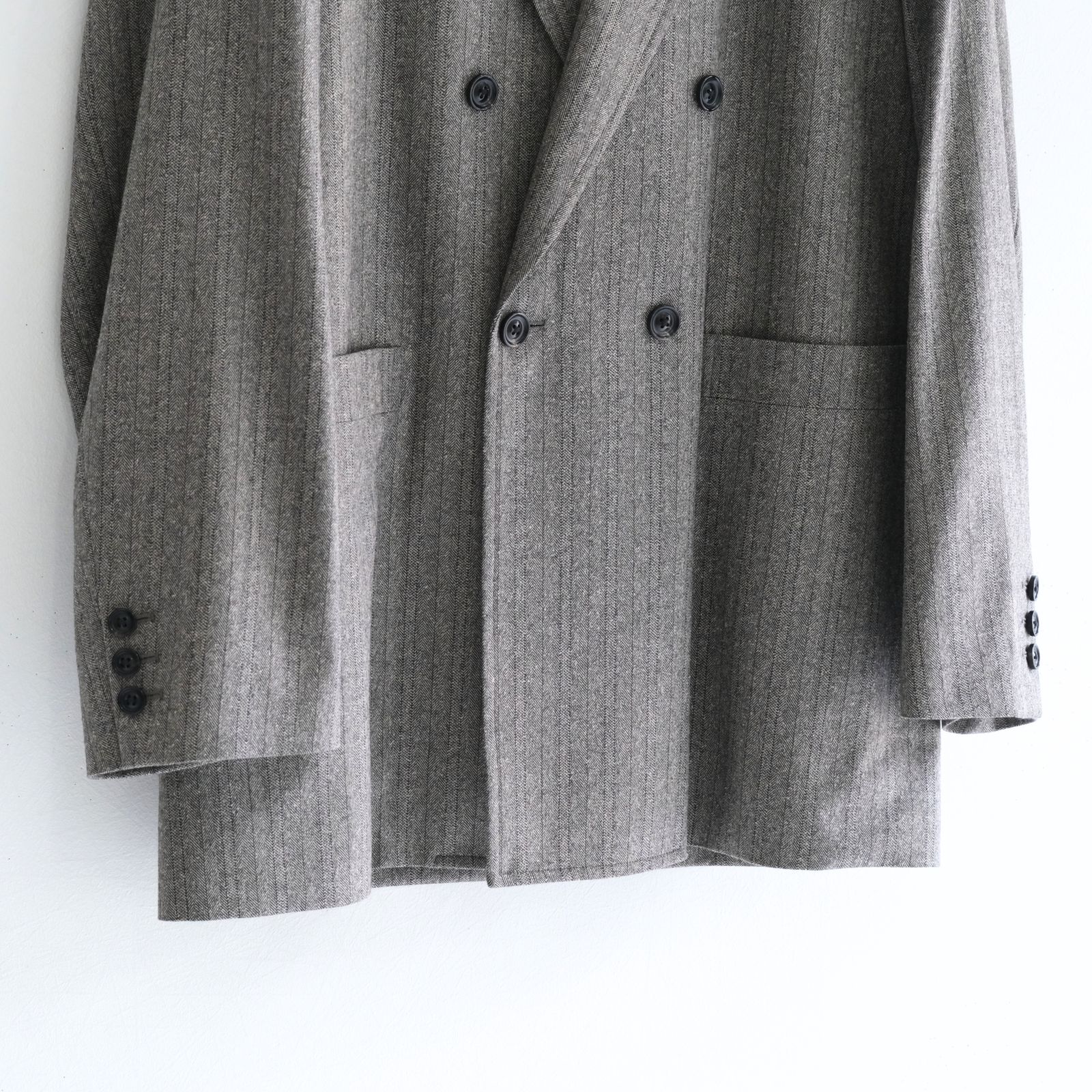 【残り1点】W/S HERRINGBONE STRIPE DB JKT（TAUPE GREY）