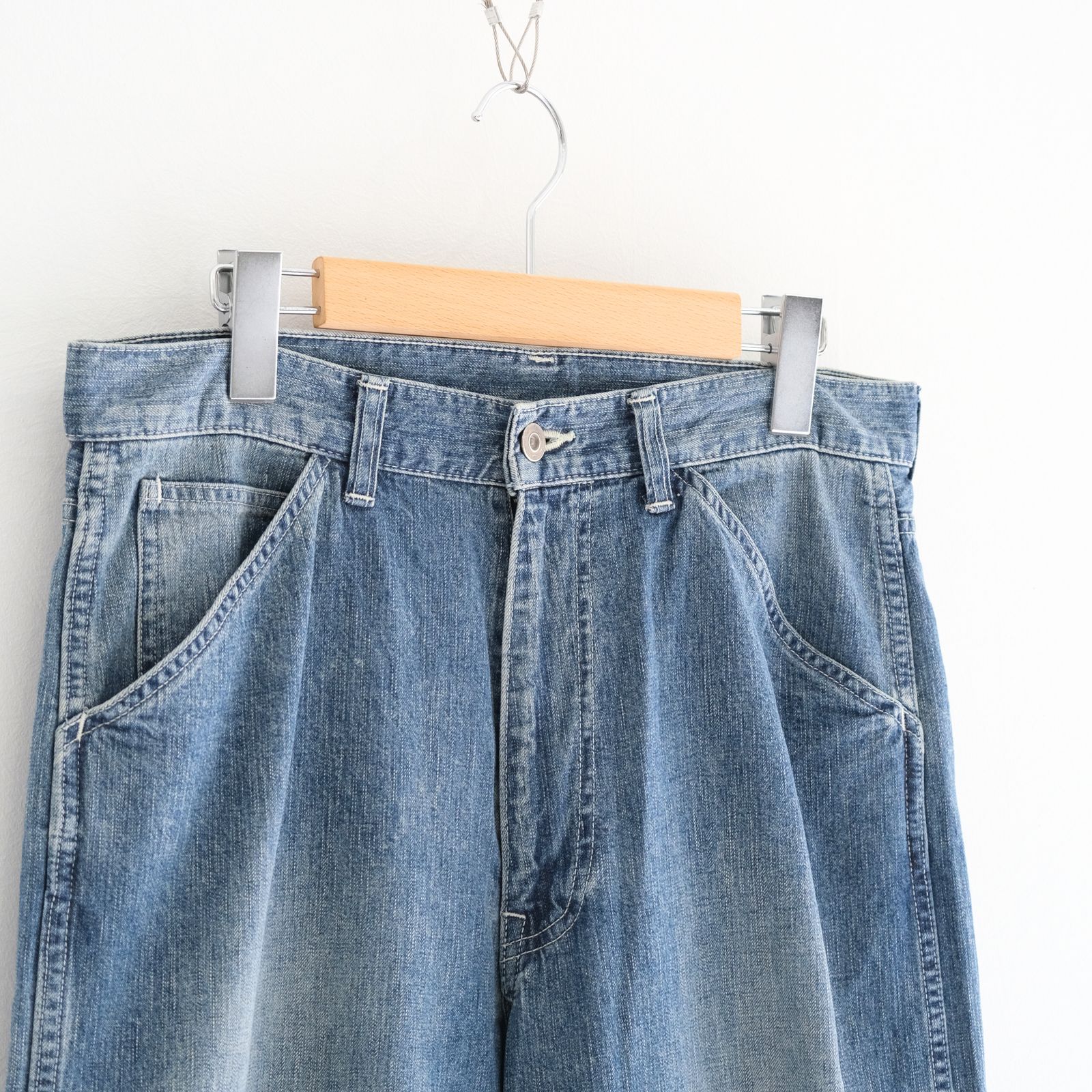 VINTAGE FADED LIGHT DENIM PAINTER PANTS / デニム / ペインターパンツ /  FADED BLUE