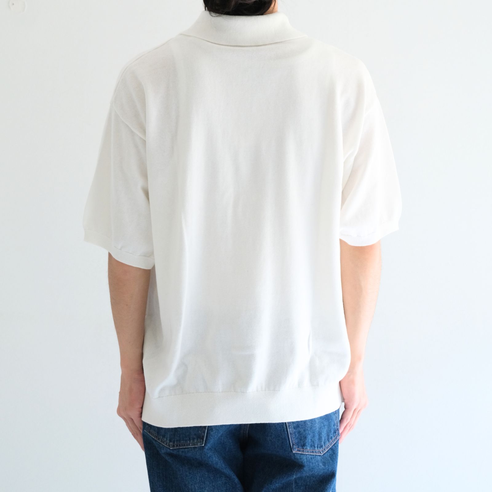 Knitted Polo Shirt /  ニット ポロ シャツ（WHITE）