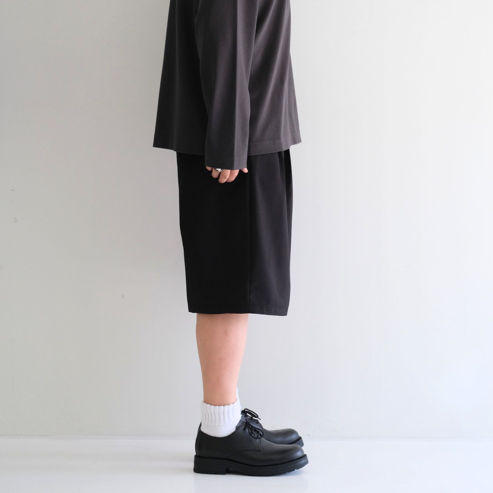 Hemingway Stripe Bermuda Pants / ヘミングウェイ ストライプ バミューダ パンツ（BLACK）