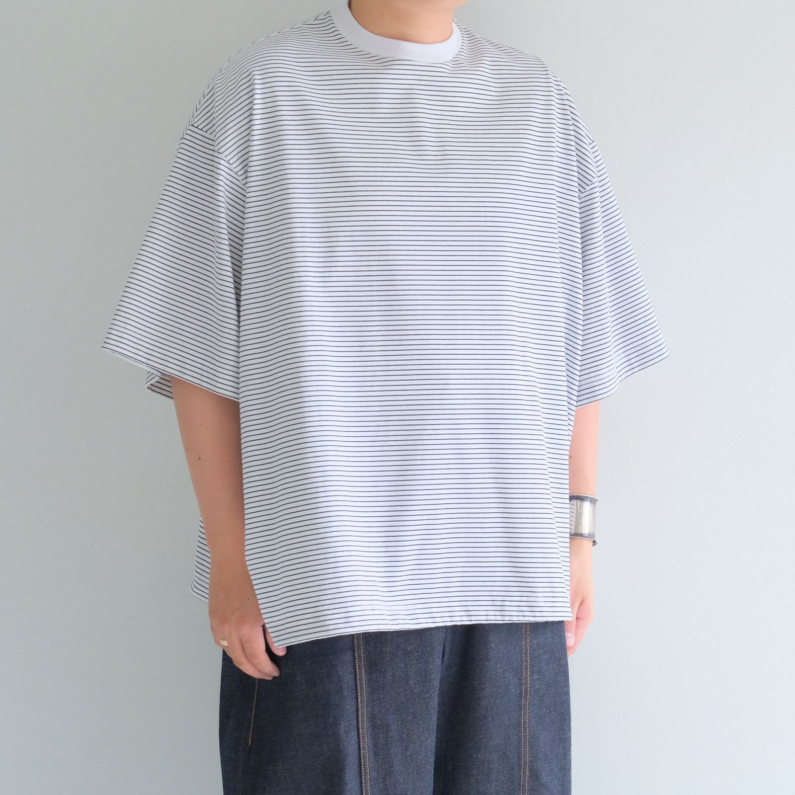 BALLOON BORDER SHORT SLEEVE T-SHIRT / Tシャツ / バルーン / ボーダー / WHITE × NAVY