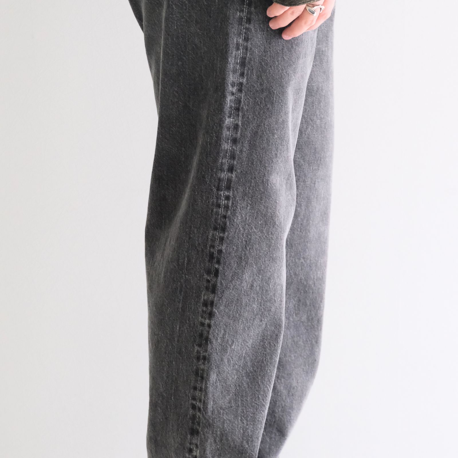 VINTAGE WASHED SELVEDGE BLACK DENIM 5P PANTS / パンツ / デニム / 5ポケット / FADED BLACK