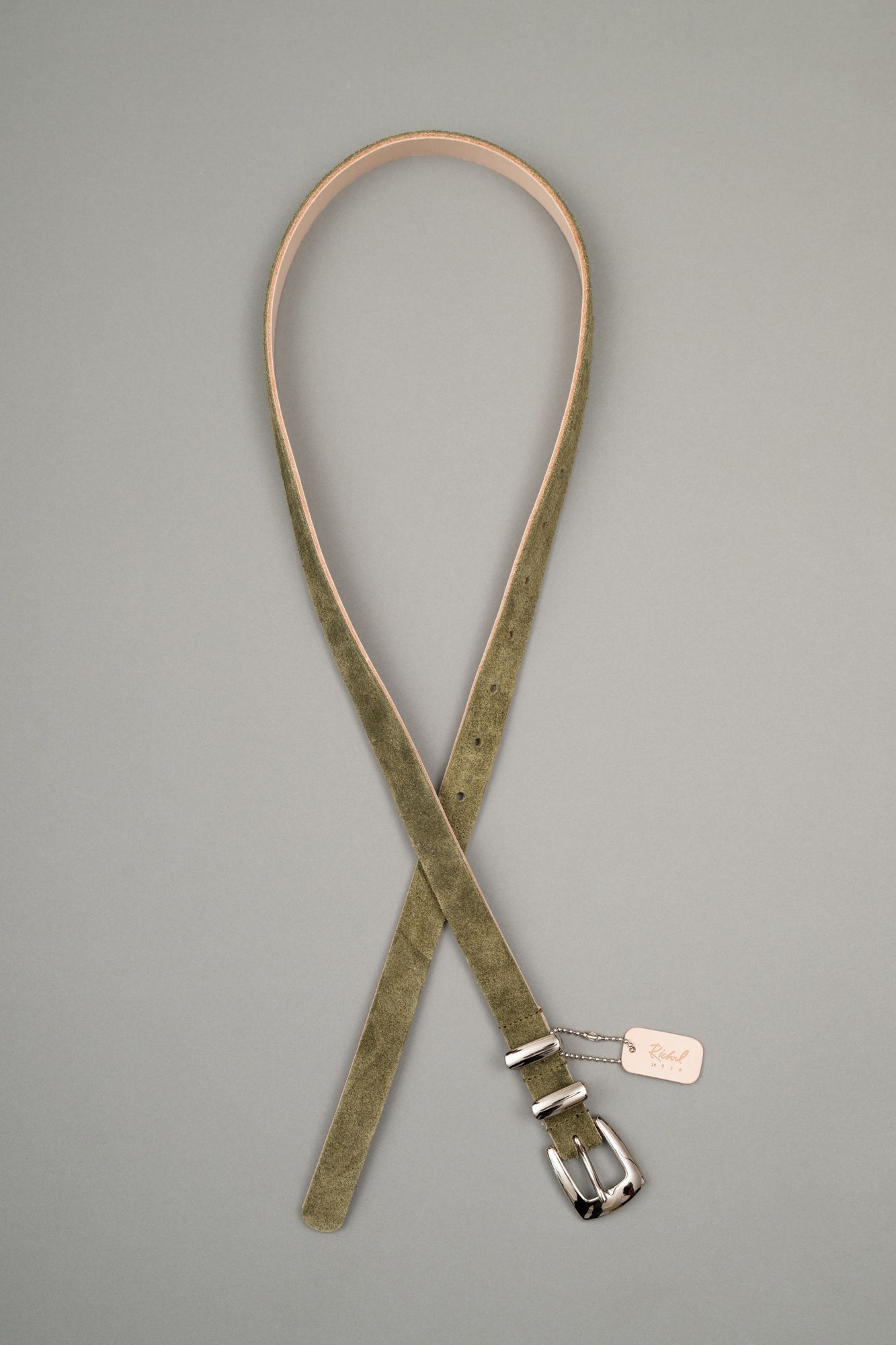 W Loop Leather Belt（Khaki）