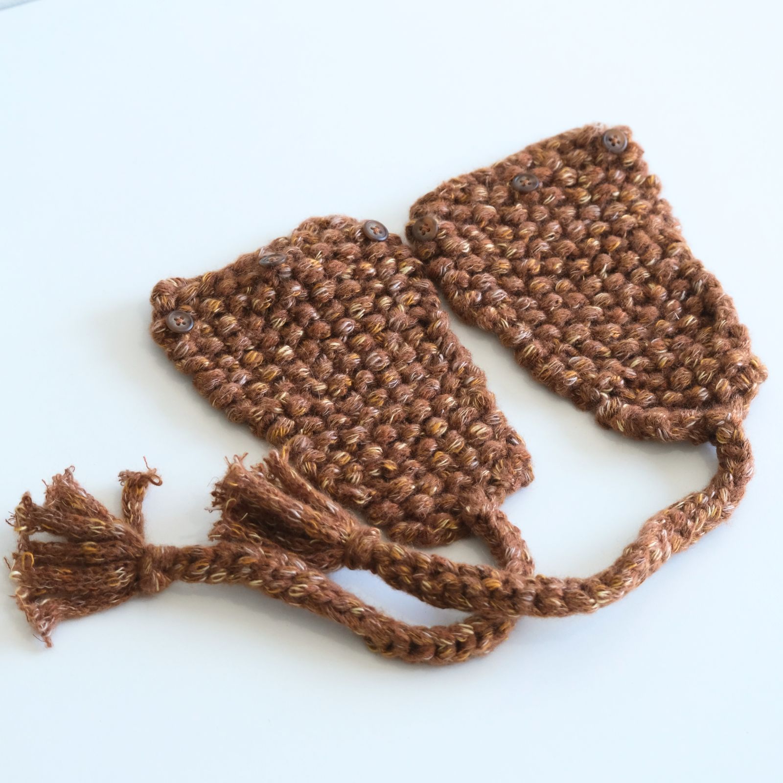 WOOL MIX HAND KNIT 2WAY HAT（BROWN）