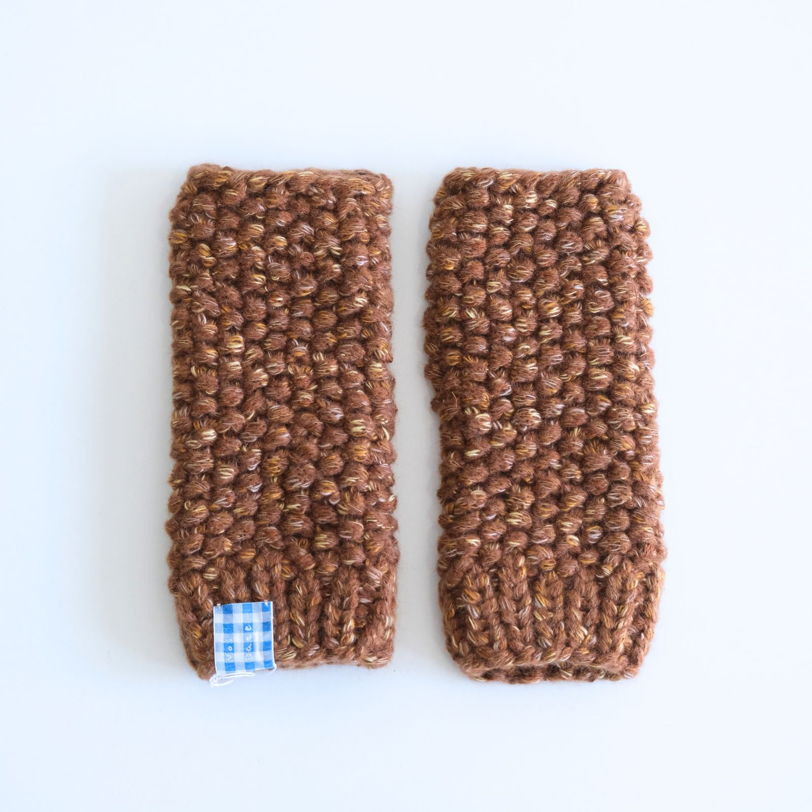WOOL MIX HAND KNIT GLOVES（BROWN）