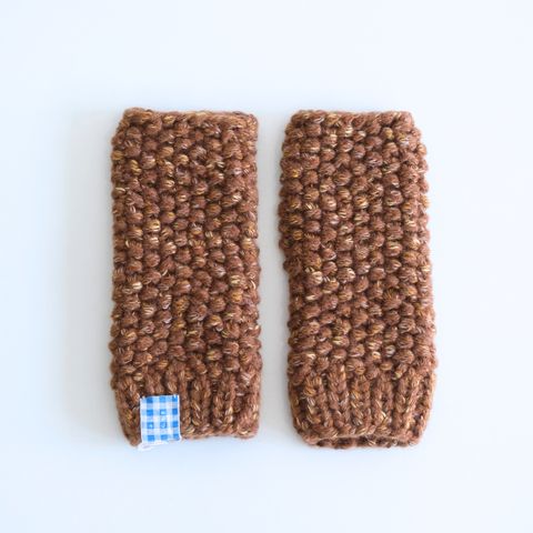 WOOL MIX HAND KNIT GLOVES（BROWN）
