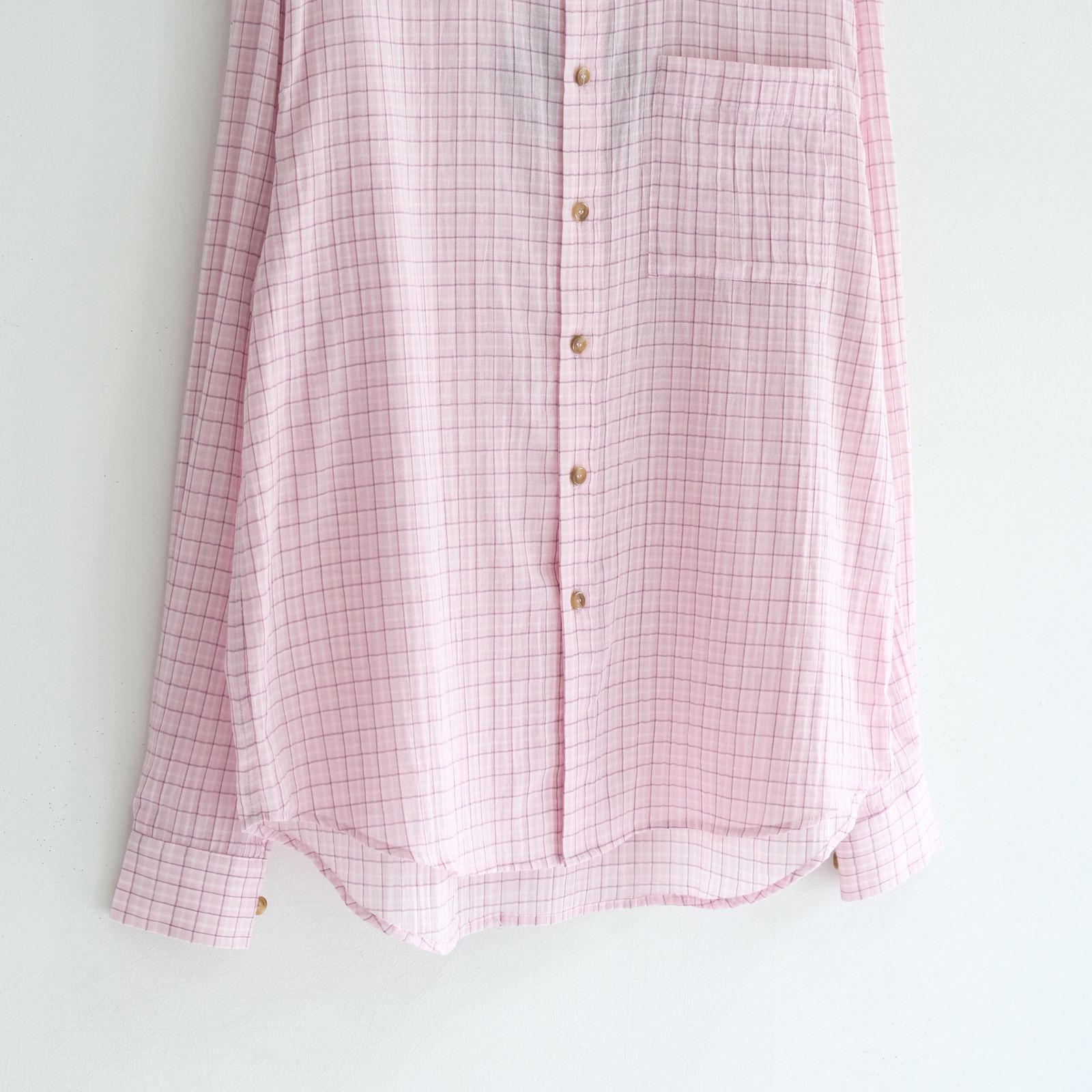 PREMIUM RONACHECK WRINKLE OVER SIZED SHIRTS / シャツ / LEMONADE PINK