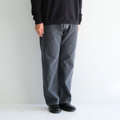 WASHED SELVEDGE BLACK DENIM 5P PANTS / デニム / 5ポケット / USED GREY
