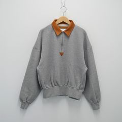 "BROTHERS" Leather × Original Supima Aging Cotton Sweat / ハーフジップ / スウェット / レザー / グレー