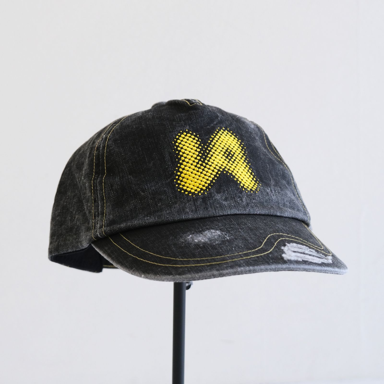 Logo Cap / デニム / キャップ / ダメージ加工 / Black