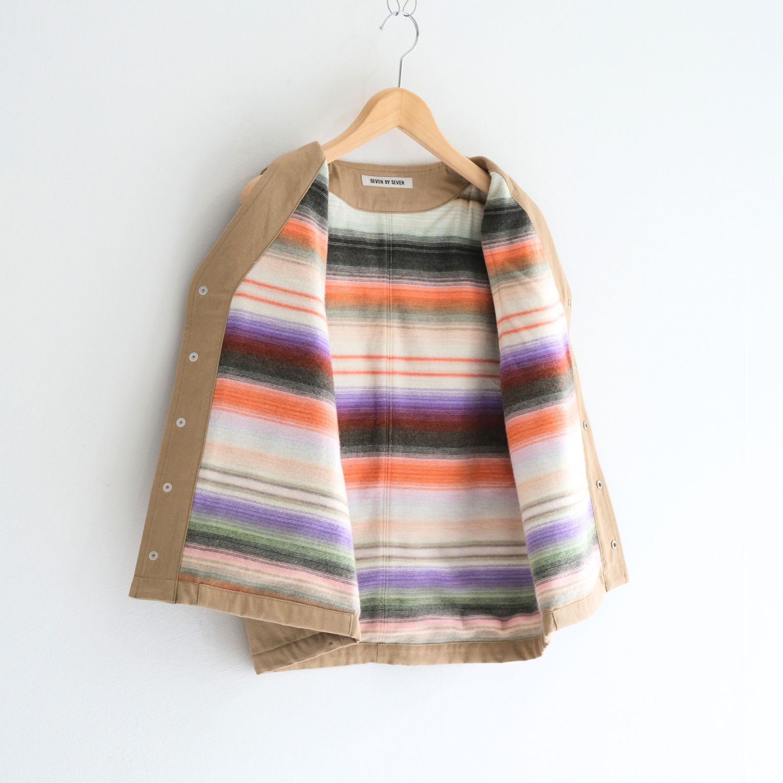 【残り1点】WORK VEST - Duck / Native Border Knit Lining -（Beige）