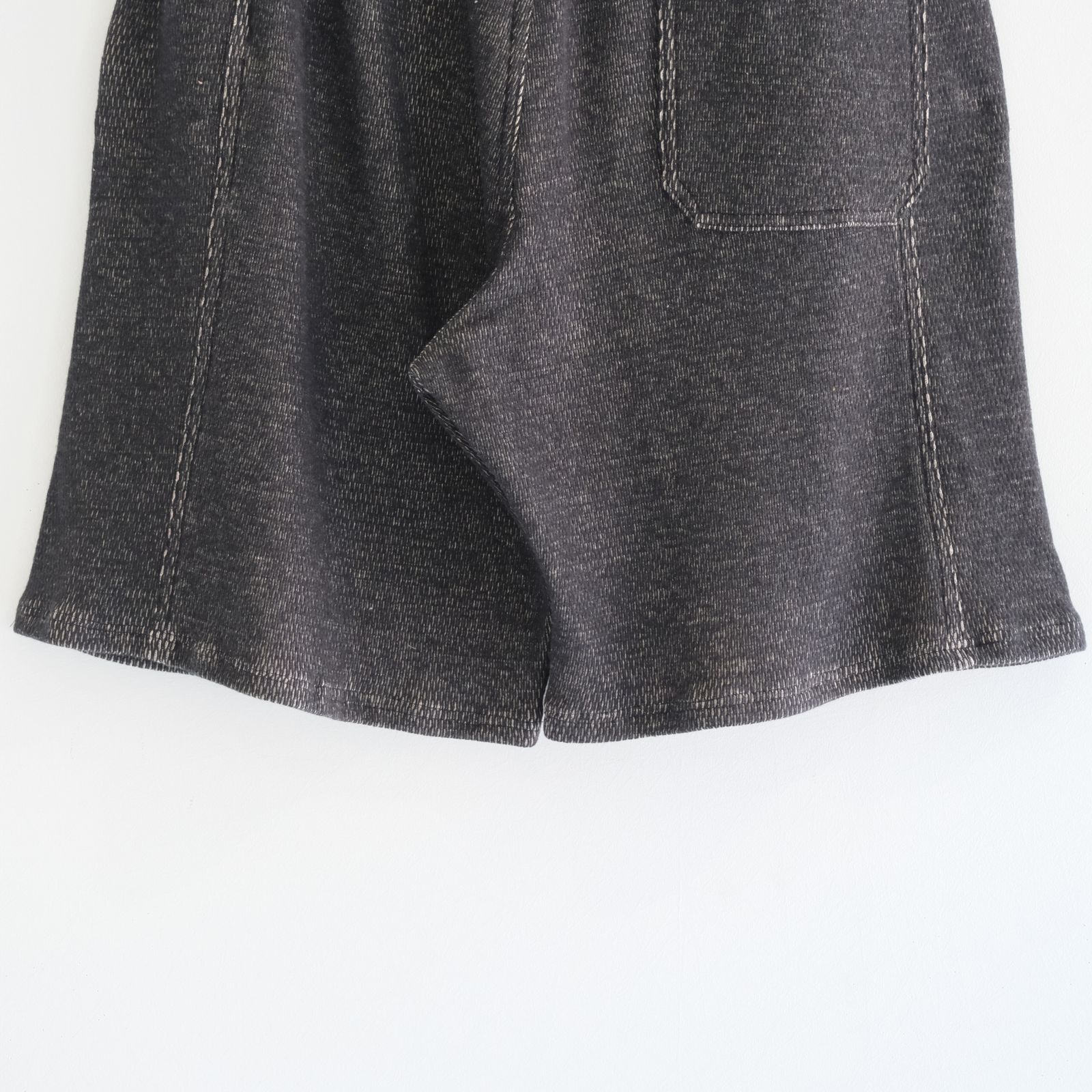 THERMAL SHORT PANTS - Mixed “UNSTAINED” yarn - / ショーツ / パンツ / BLACK