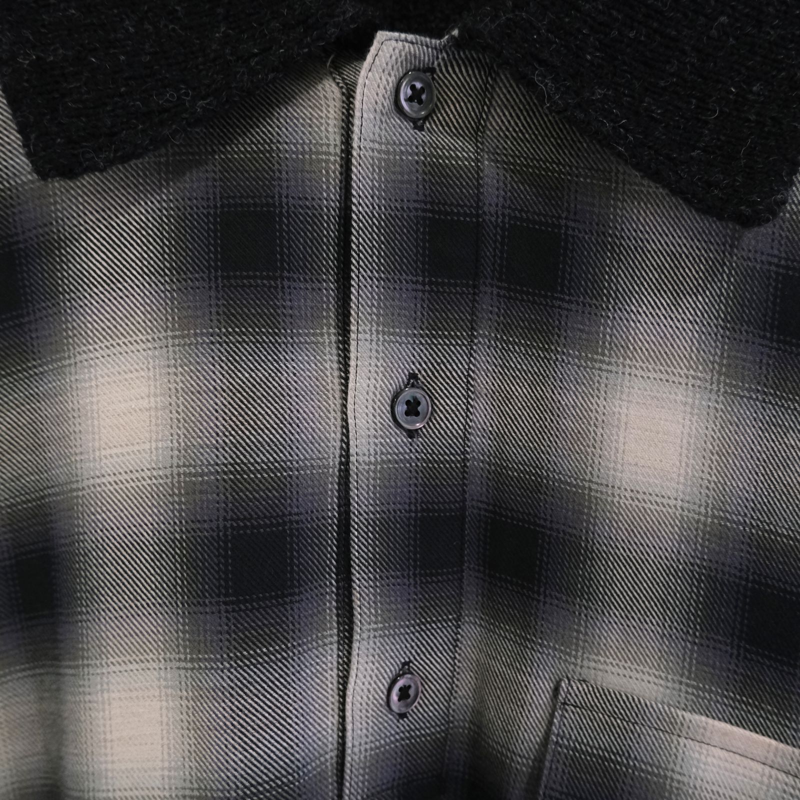 OMBRE CHECK PULLOVER KNIT SHIRTS ‐Cotton / Yak & Wool‐ / ニットシャツ / ニット / シャツ / プルオーバー /  オンブレチェック / Check