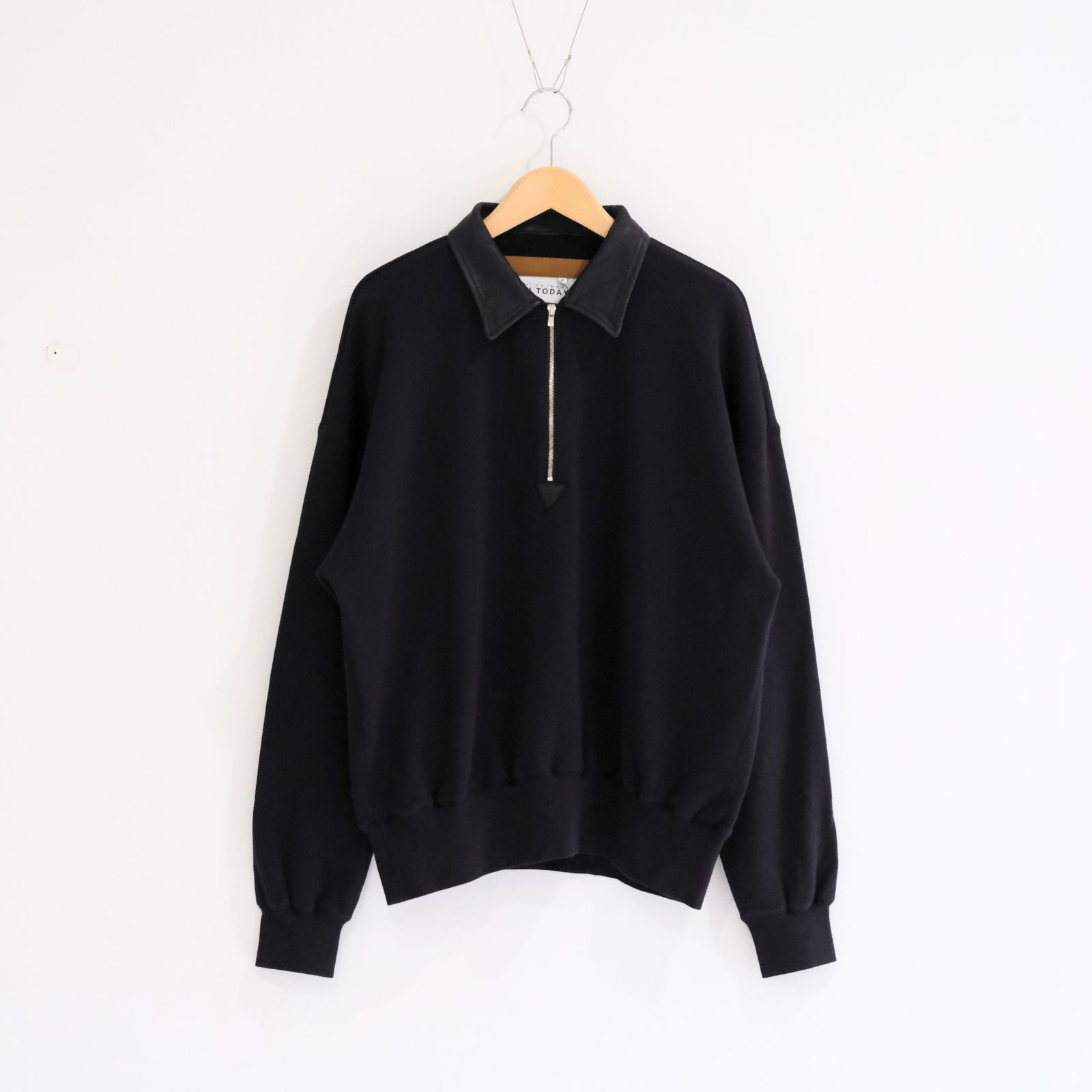 【残り1点】"BROTHERS" Leather x Original Supima Aging Cotton Sweat（BLACK）