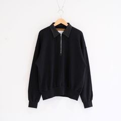 【残り1点】"BROTHERS" Leather x Original Supima Aging Cotton Sweat（BLACK）