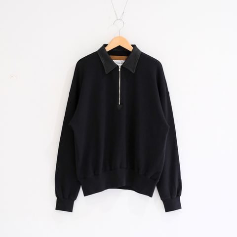 【残り1点】"BROTHERS" Leather x Original Supima Aging Cotton Sweat（BLACK）