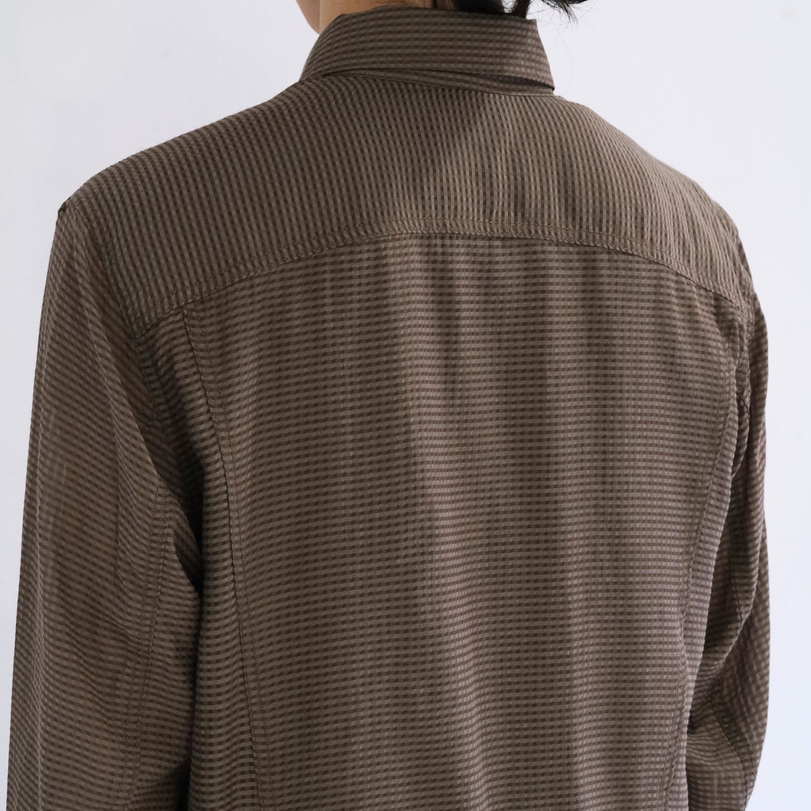 Lee / SEVEN BY SEVEN / SHEER COWBOY JACKET ‐Gingham Check Indian fabric‐ （Greige）