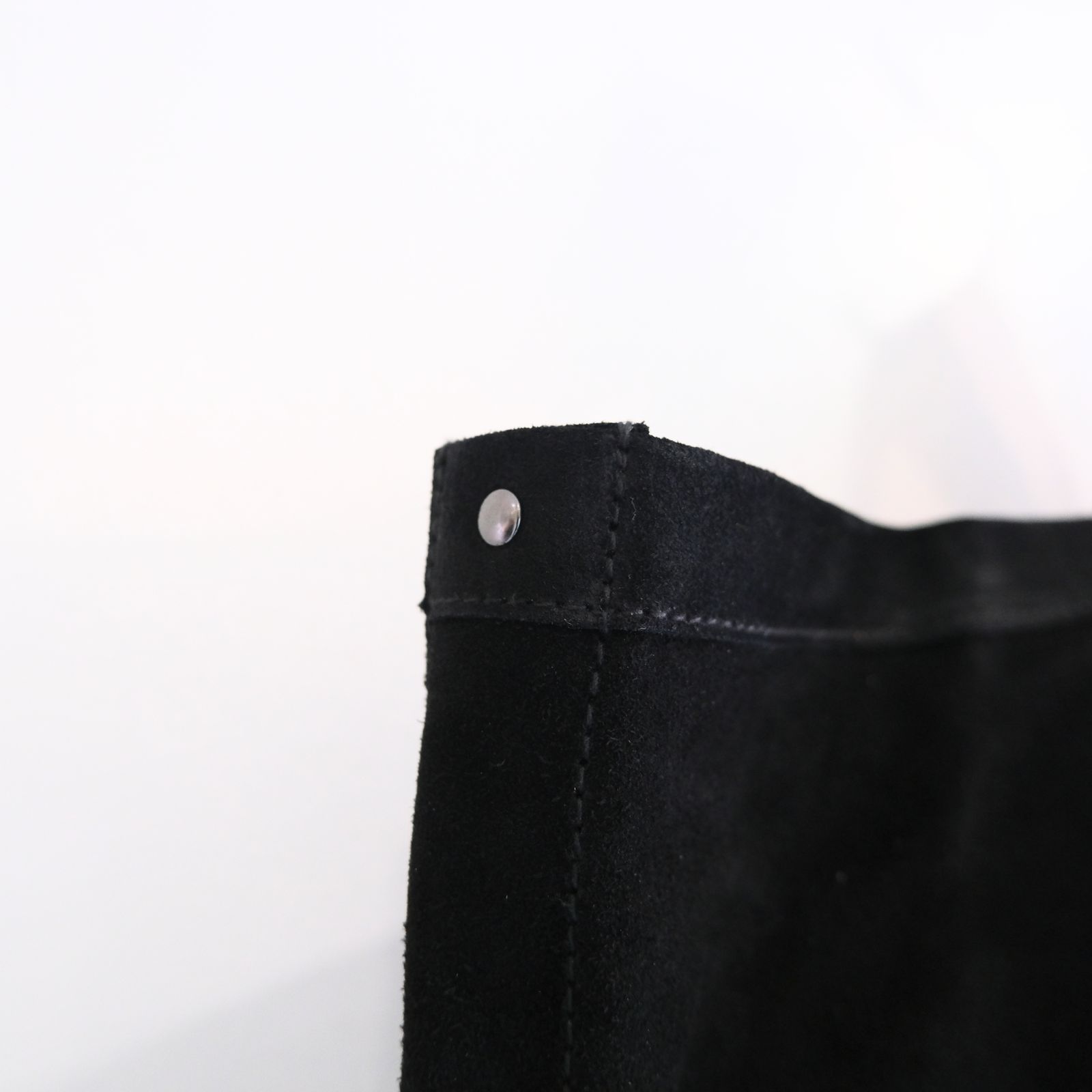 LEATHER TOTE BAG  - Cow split leather -（Black）