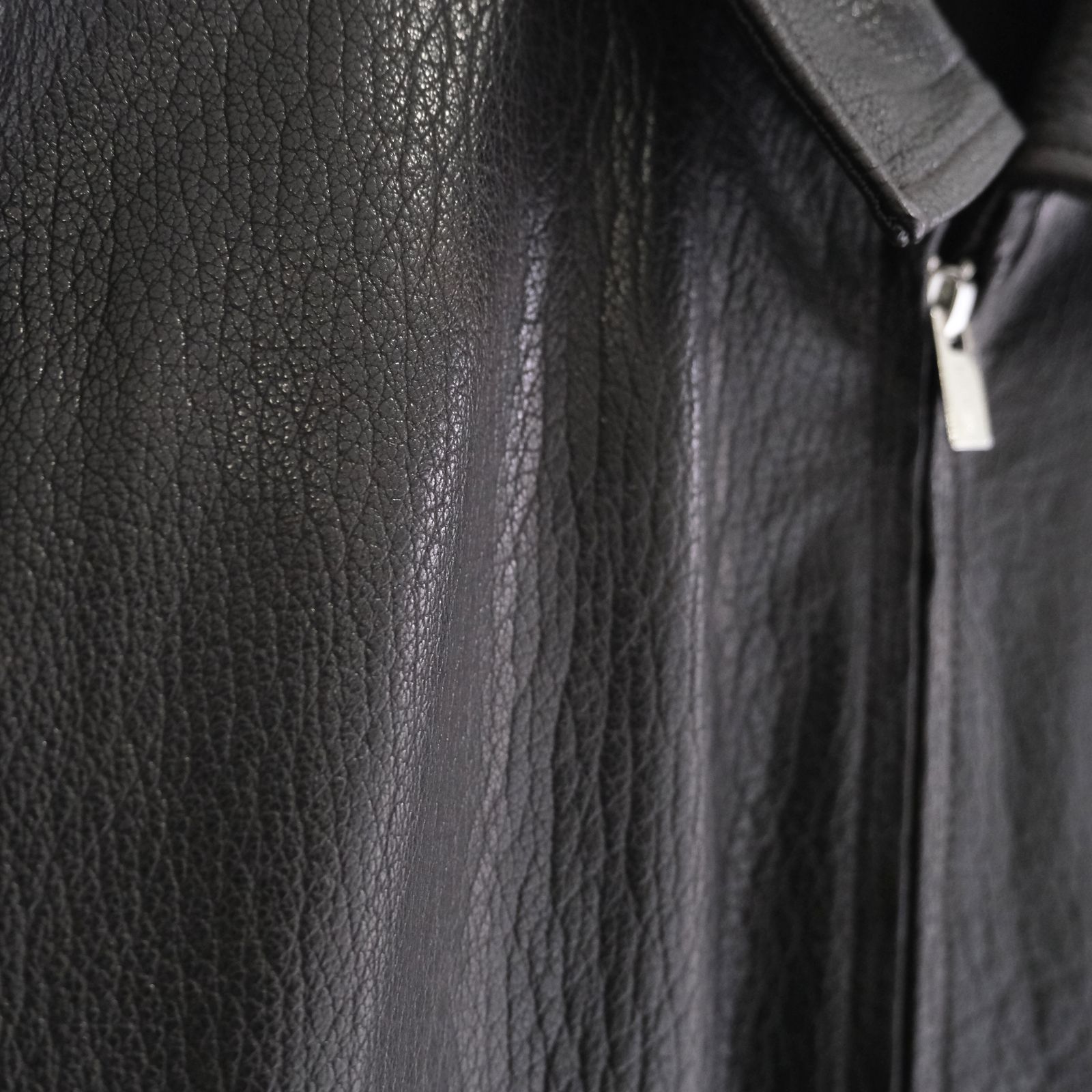 LEATHER ZIP UP BLOUSON ‐Sheep Shrink leathe‐ / ジャケット / レザージャケット / Sheep leather / 羊革 / Black