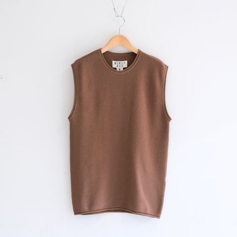 PREMIUM WIDE SHOULDER KNIT SLEEVELESS / ニット / ノースリーブ / CARAMEL BROWN