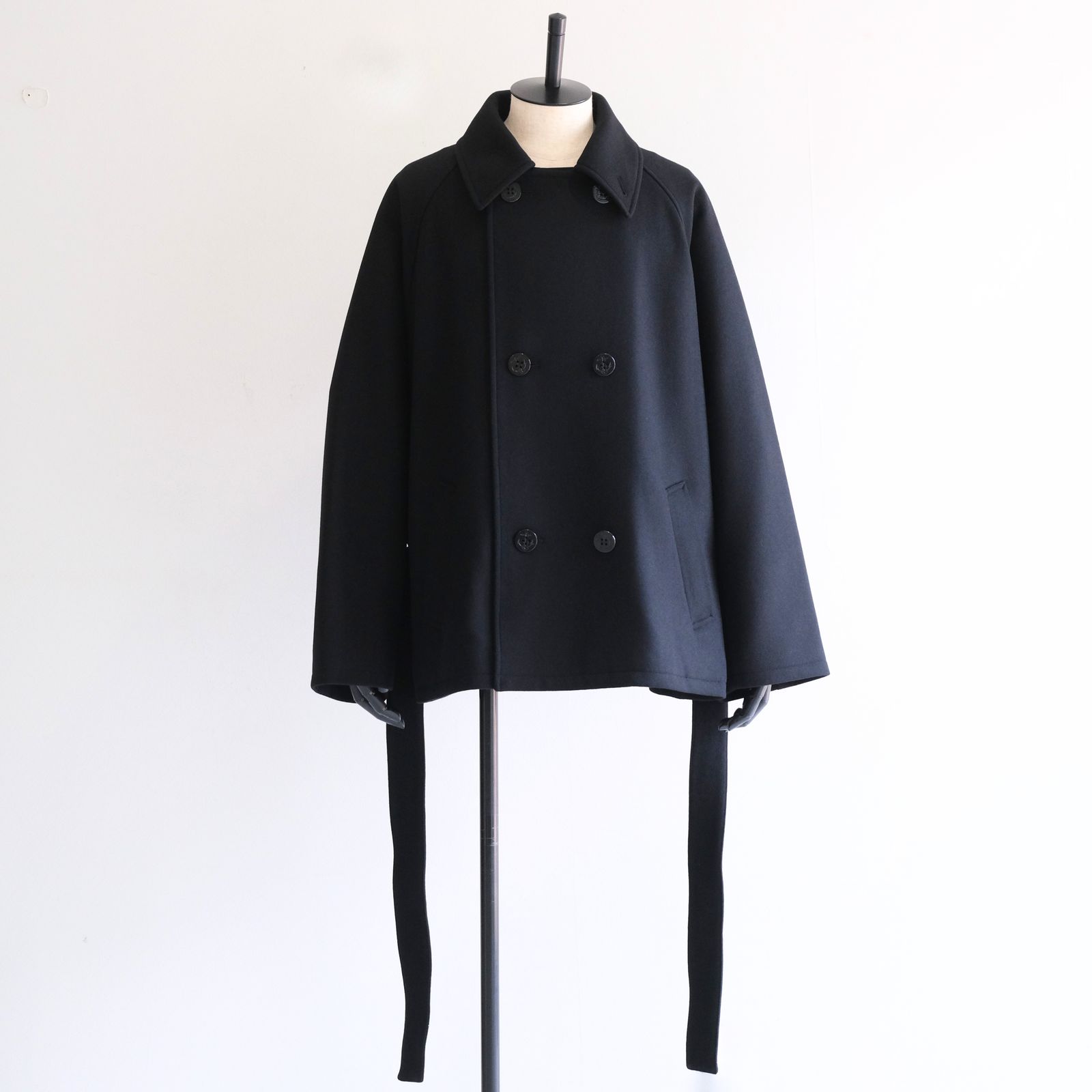 【残り1点】Wool Raglan Pea Coat（Black）