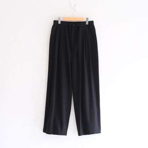 【残り1点】WASHED W/S STRIPE DRAWSTRING WIDE PANTS（BLACK）